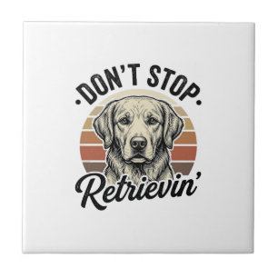 Funny Retriever Dog Vintage Engraving Graphic Tee_ Tile