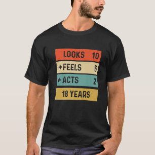 Funny Retro 18Th Birthday 18 Years Old Born In 200 T-Shirt