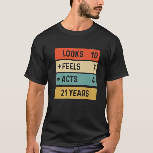 Funny Retro 21St Birthday 21 Years Old Born In 200 T-Shirt (Front)