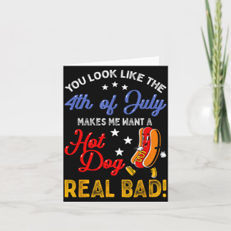 Funny Retro 4th Of July Makes Want A Hot Dog Real Card