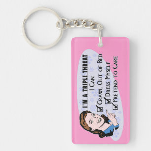 Funny Retro 50's Sarcastic Woman: Triple Threat Key Ring