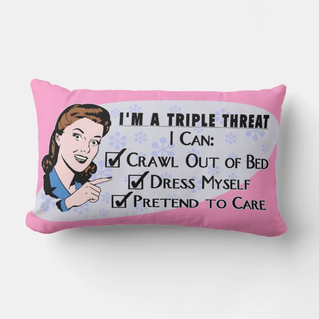 Funny Retro 50's Sarcastic Woman: Triple Threat Lumbar Cushion (Front)