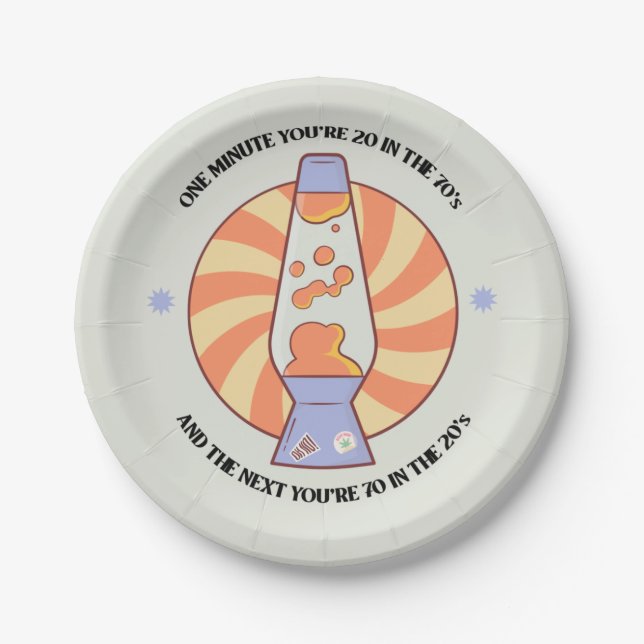 Funny Retro 70's  Paper Plate (Front)