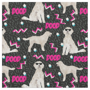 Funny Retro 80s Goldendoodle dood fabric