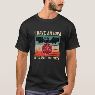 Funny Retro 80S Let's Split The Party - Dragon D20 T-Shirt