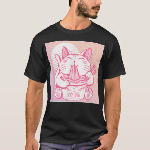 Funny Retro 90s Asian Kawaii Ramen Cat Kitty Nood T-Shirt