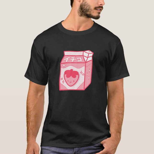 Funny Retro 90S Japanese Kawaii Strawberry Milk Sh T-Shirt (Front)