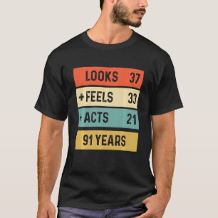 Funny Retro 91st Birthday 91 Years Old Born In 193 T-Shirt