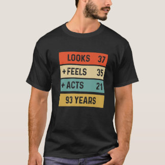 Funny Retro 93Rd Birthday 93 Years Old Born In 192 T-Shirt