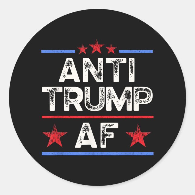 Funny Retro Anti-trump Af, Anti Fascism, Pro Human Classic Round Sticker (Front)