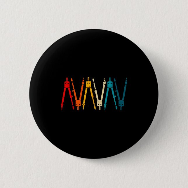 Funny Retro Architect Comp Rainbow Design  6 Cm Round Badge (Front)
