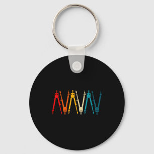 Funny Retro Architect Comp Rainbow Design  Key Ring