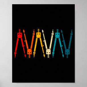 Funny Retro Architect Comp Rainbow Design  Poster