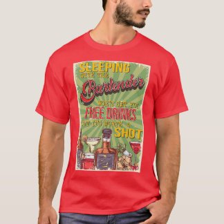Funny Retro Badge Style Sleeping with a Bartender T-Shirt