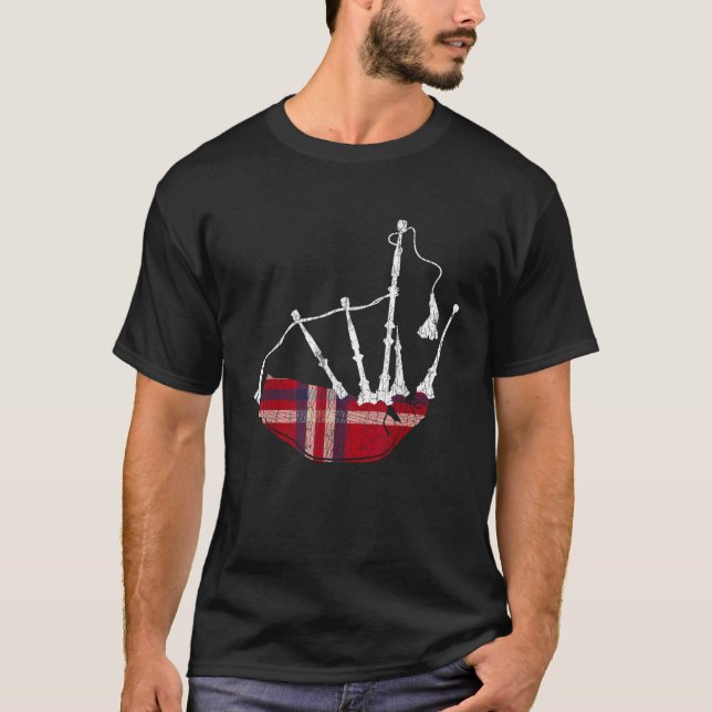 Funny Retro Bagpipe Shirt Scottish Bagpiper Gift B (Front)