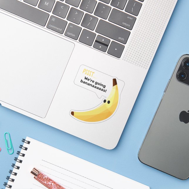 Funny Retro Banana Party Favours Puns Editable (Laptop w/ iPhone)