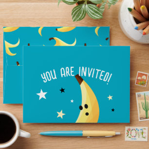 Funny Retro Banana Party Favours Puns Editable Envelope