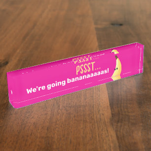 Funny Retro Banana Party Favours Puns Editable Nameplate
