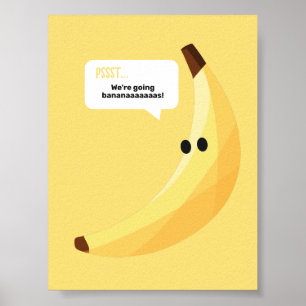Funny Retro Banana Party Favours Puns Editable Poster