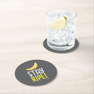 Funny Retro Banana Party Favours Puns Editable Round Paper Coaster