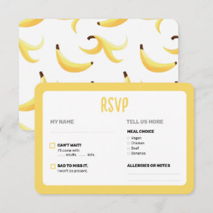 Funny Retro Banana Party Favours Puns Editable RSVP Card