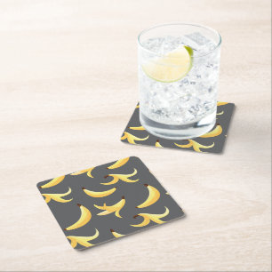 Funny Retro Banana Party Favours Puns Editable Square Paper Coaster