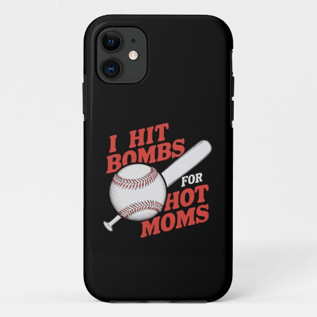 Funny Retro Baseball I Hit Bombs For Hot Moms Case-Mate iPhone Case (Back)