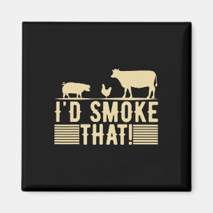 Funny Retro Bbq Party Smoker Chef Dad Gift I’d Smo Magnet