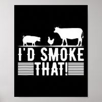 Funny Retro Bbq Party Smoker Chef Dad Gift I’d Smo