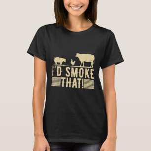 Funny Retro Bbq Party Smoker Chef Dad Gift I’d Smo T-Shirt
