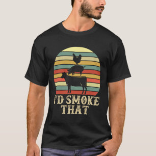 Funny Retro Bbq Party Smoker Chef Dad Gift I’d Smo T-Shirt