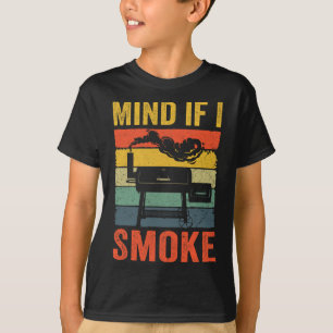 Funny Retro Bbq Party Smoker Chef Dad Mind If I Sm T-Shirt
