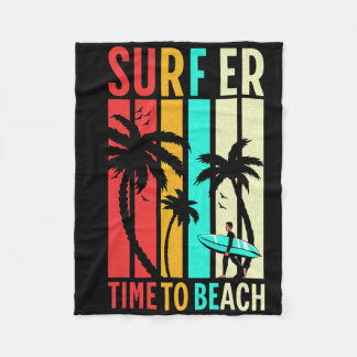 Funny Retro Beach Surfing Surfboard Vintage Surfbo Fleece Blanket
