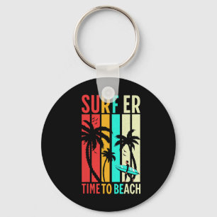 Funny Retro Beach Surfing Surfboard Vintage Surfbo Key Ring