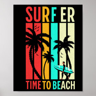 Funny Retro Beach Surfing Surfboard Vintage Surfbo Poster