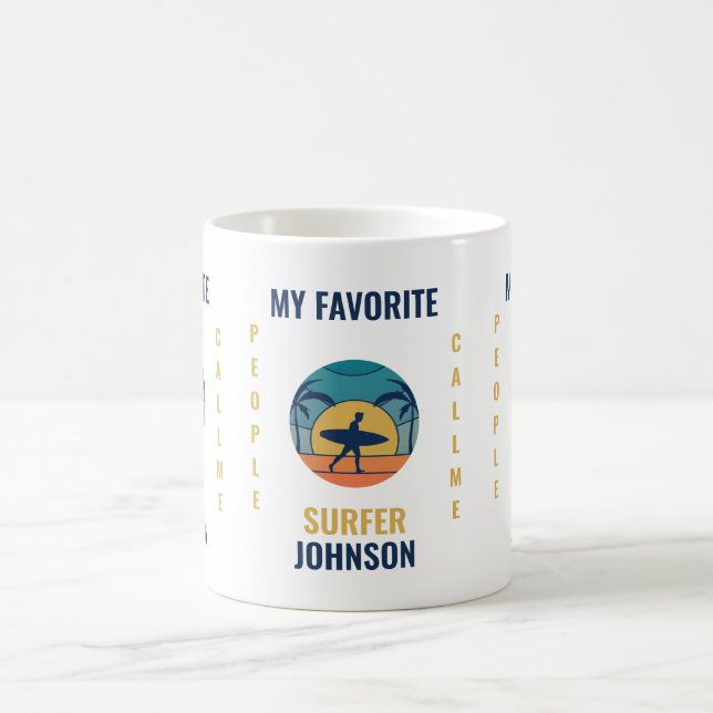 Funny retro beach surfing text quote template todd coffee mug (Center)