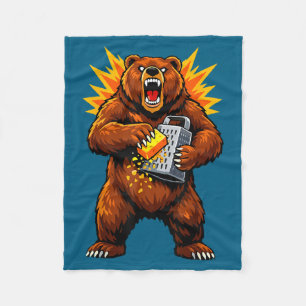 Funny Retro Bear Grating Cheese Humor Fleece Blanket