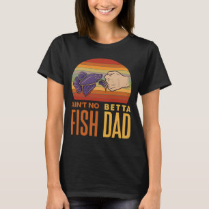 Funny Retro Betta Fish Dad Fist Bump Vintage Sunse T-Shirt