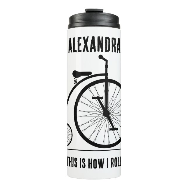 Funny Retro bicycle personalised for cyclist Thermal Tumbler (Front)