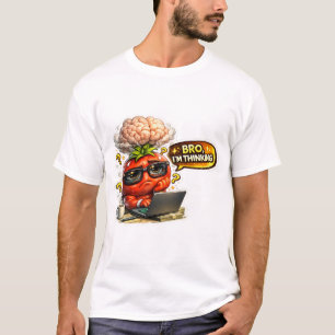 Funny Retro Brain and Coffee Grinder Burger Cartoo T-Shirt