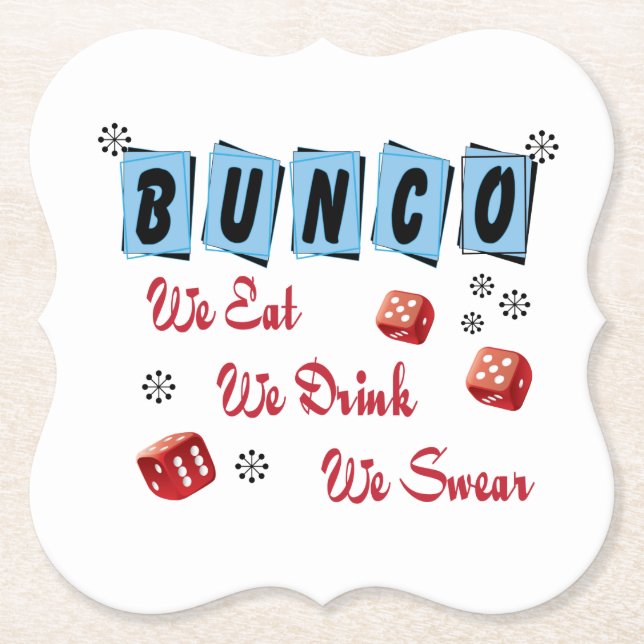 Funny Retro Bunco Drinking  Paper Coaster (Front)