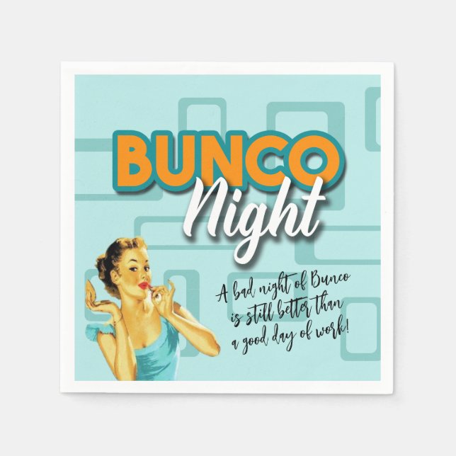 Funny Retro Bunco Night Napkin (Front)