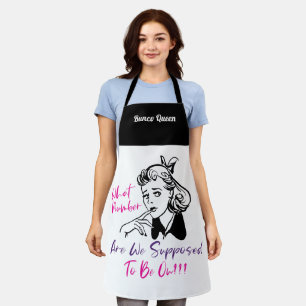 Funny Retro Bunco Queen Monogram Apron