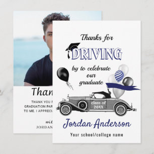 Funny Retro Car Drive By Graduation Parade Thank Y Thank You Card