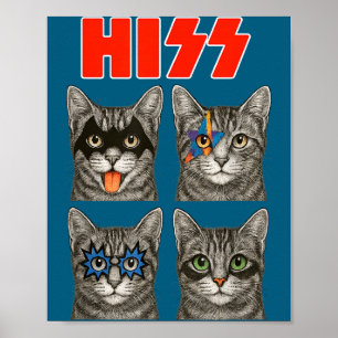 Funny Retro Cat Rock Music Concert Poster