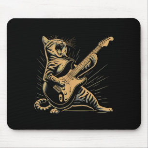 Funny Retro Cat Rock Music Men Kids Women Matching Mouse Mat