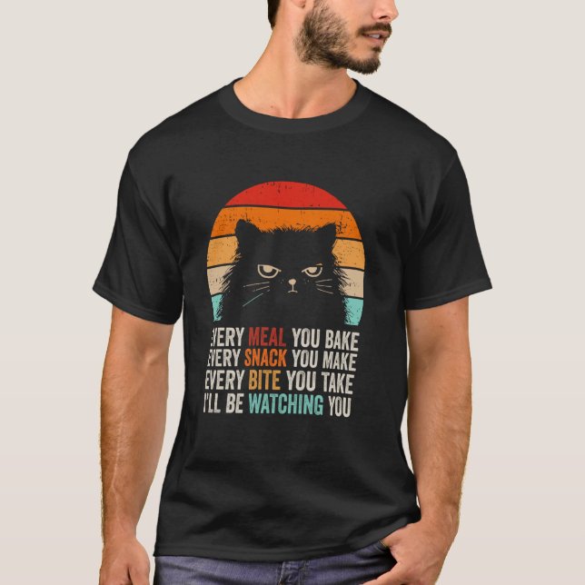 Funny Retro Cat Tshirt I'll Be Watching You Cats L (Front)