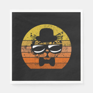 Funny retro Cat with sunglasses and bow tie retro Napkin