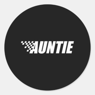 Funny Retro Chequered Auntie Black White Race Classic Round Sticker