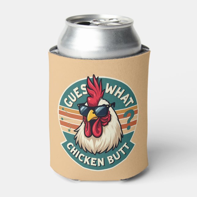  Funny Retro Chicken Butt Joke Design Can Cooler (Can Front)